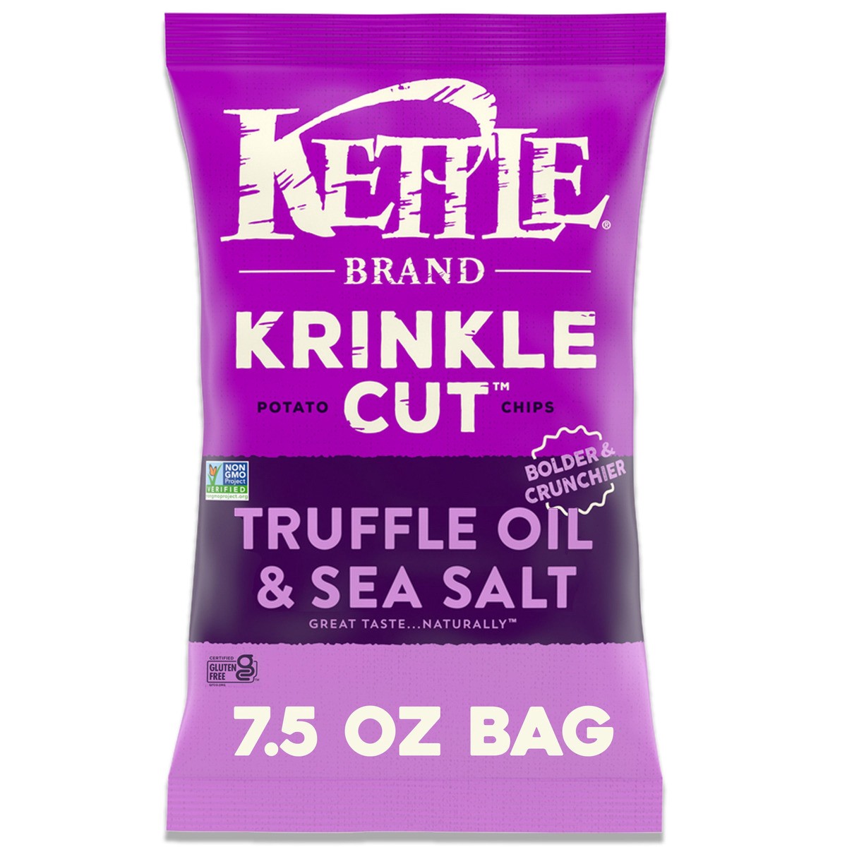 slide 1 of 22, Kettle Brand Krinkle Cut Truffle Oil & Sea Salt Kettle Potato Chips, 7.500 oz