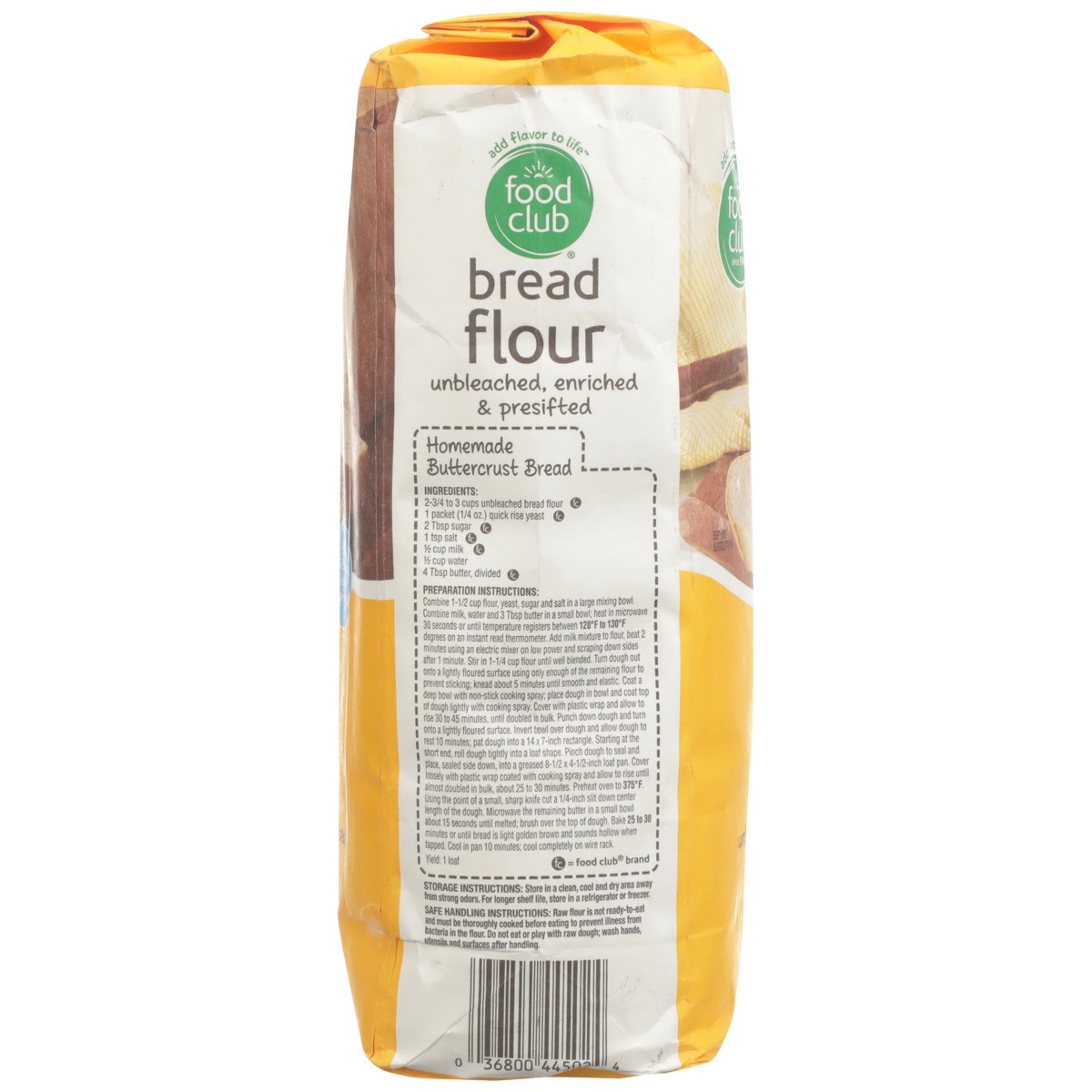 slide 6 of 9, Food Club Unbleached, Enriched & Presifted Bread Flour, 10 lb