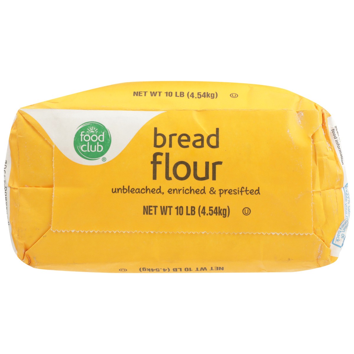 slide 7 of 9, Food Club Unbleached, Enriched & Presifted Bread Flour, 10 lb