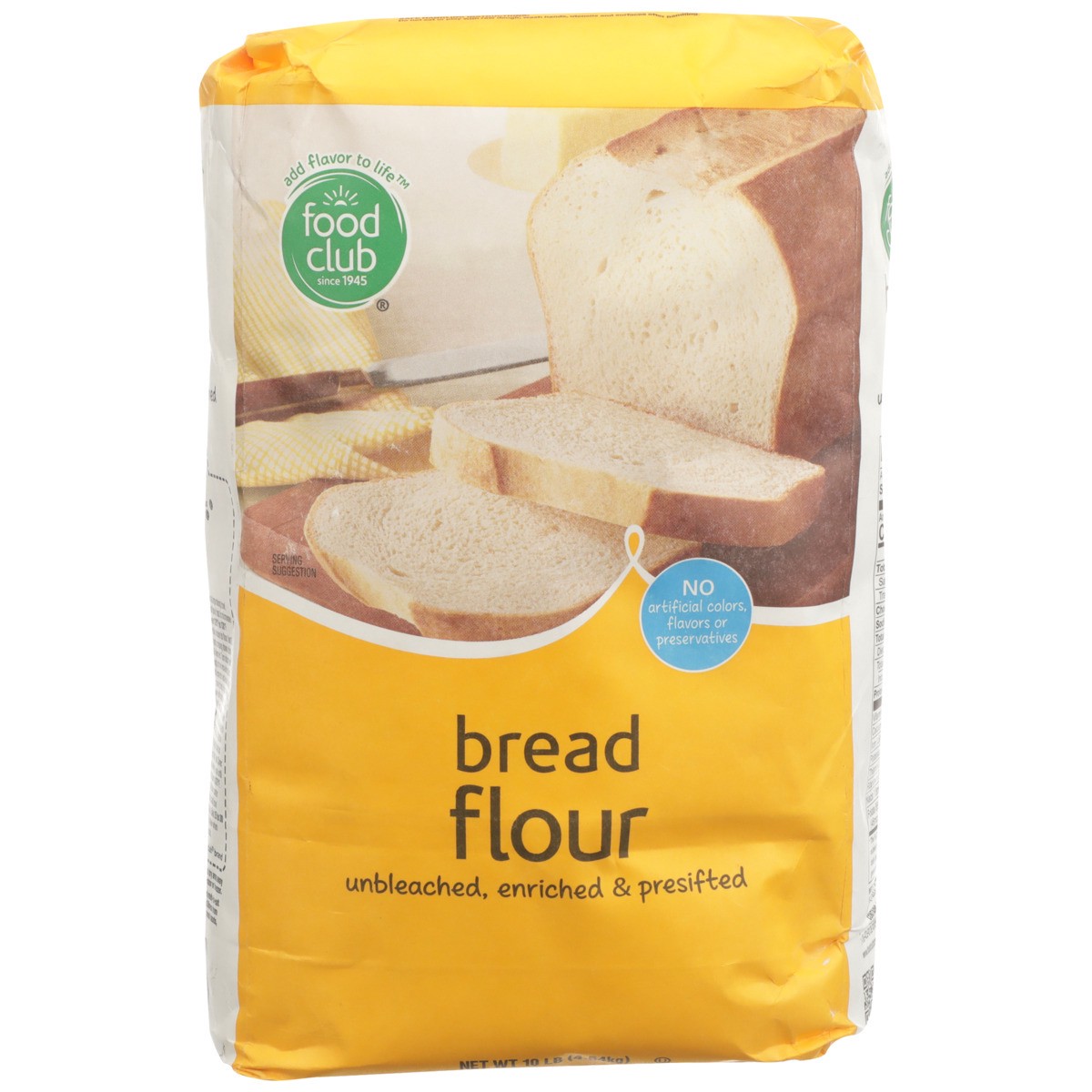 slide 8 of 9, Food Club Unbleached, Enriched & Presifted Bread Flour, 10 lb