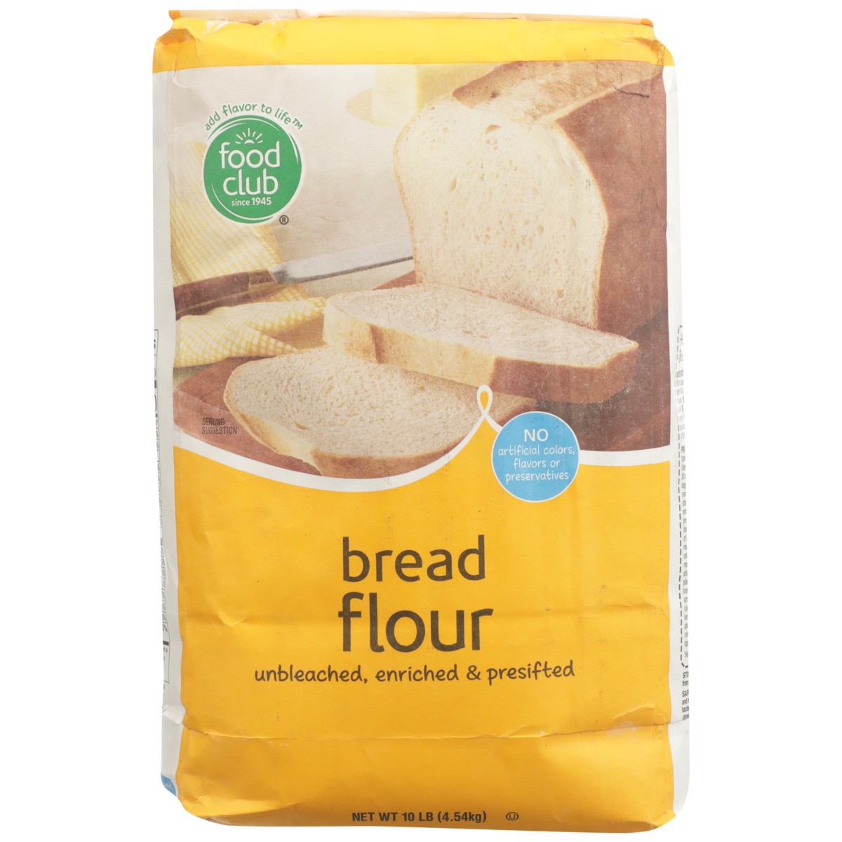 slide 9 of 9, Food Club Unbleached, Enriched & Presifted Bread Flour, 10 lb