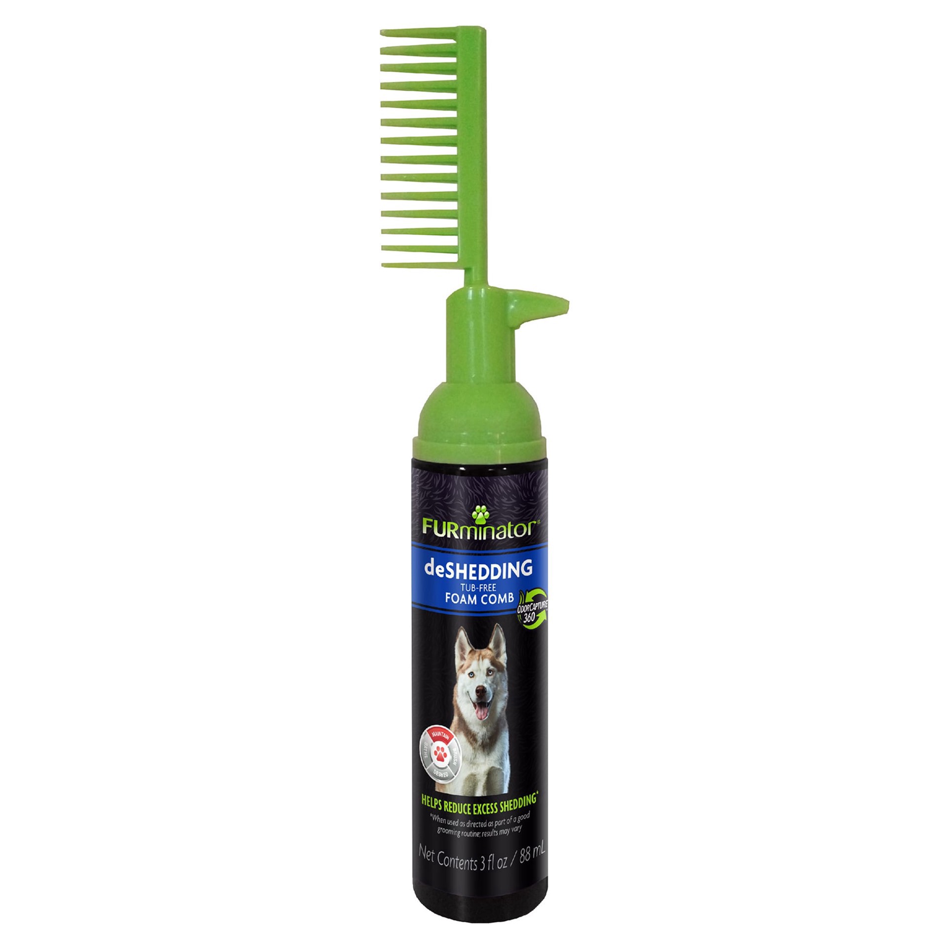 slide 1 of 1, FURminator Tub-Free Deshedding Foam Comb, Grooming Comb For Dogs, 3 fl. oz., 1 ct