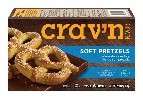 slide 1 of 1, Crav'n Flavor Soft Pretzels, 13 oz