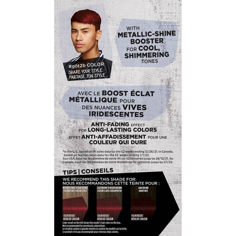 slide 3 of 7, Schwarzkopf Got2b Metallics Permanent Hair Color, M65 Deep Red, 60 ct
