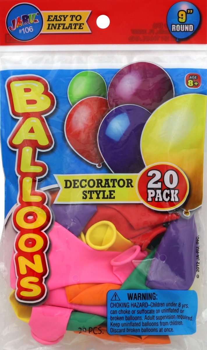 slide 1 of 2, Ja-Ru Jaru Decorator Balloons, 20 ct