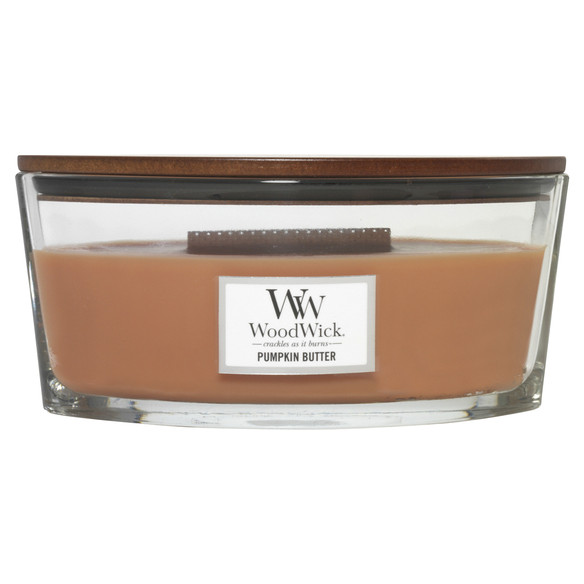 slide 1 of 1, WoodWick HearthWick Flame Pumpkin Butter Glass Votive Candle, 1 ct