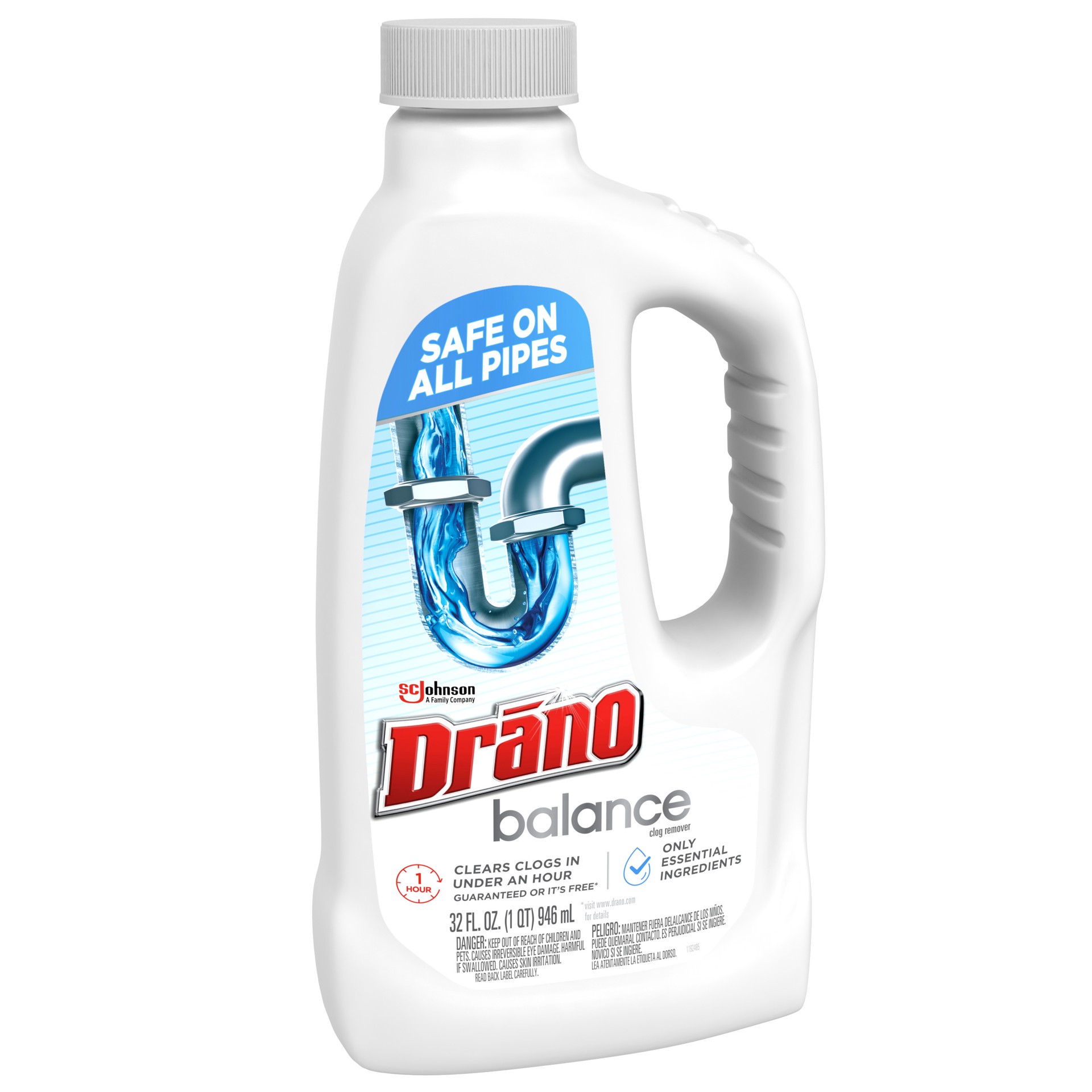 slide 5 of 5, Drano Balance Drain Cleaner, 32 fl oz; 946 ml