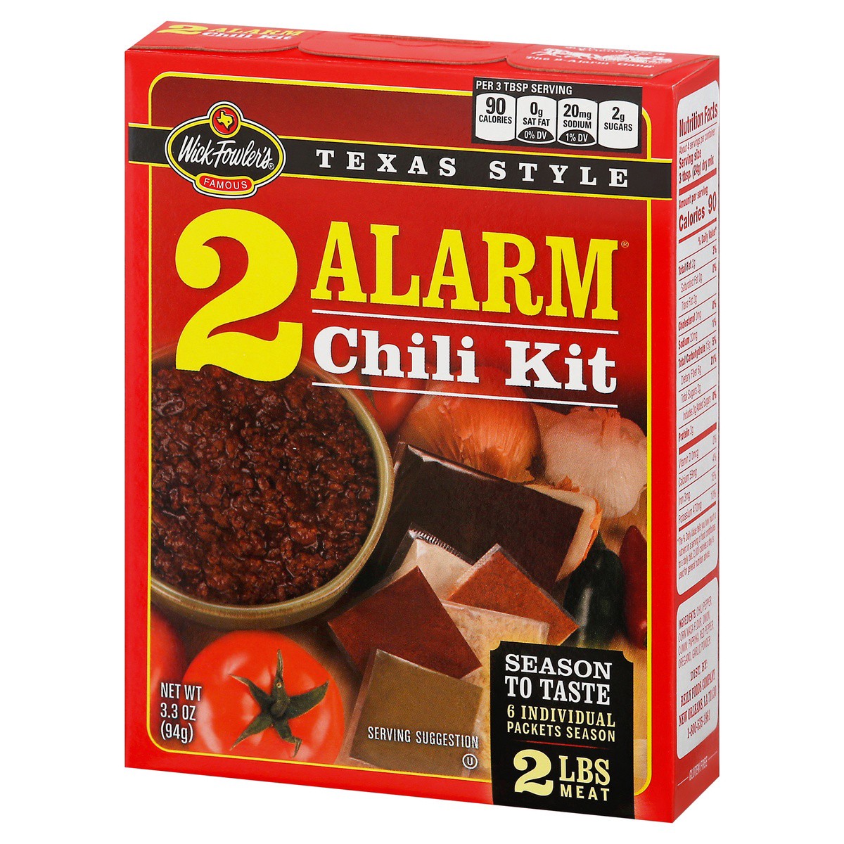 slide 6 of 9, Wick Fowler's Famous Texas Style 2 Alarm Chili Kit 3.3 oz, 3.3 oz