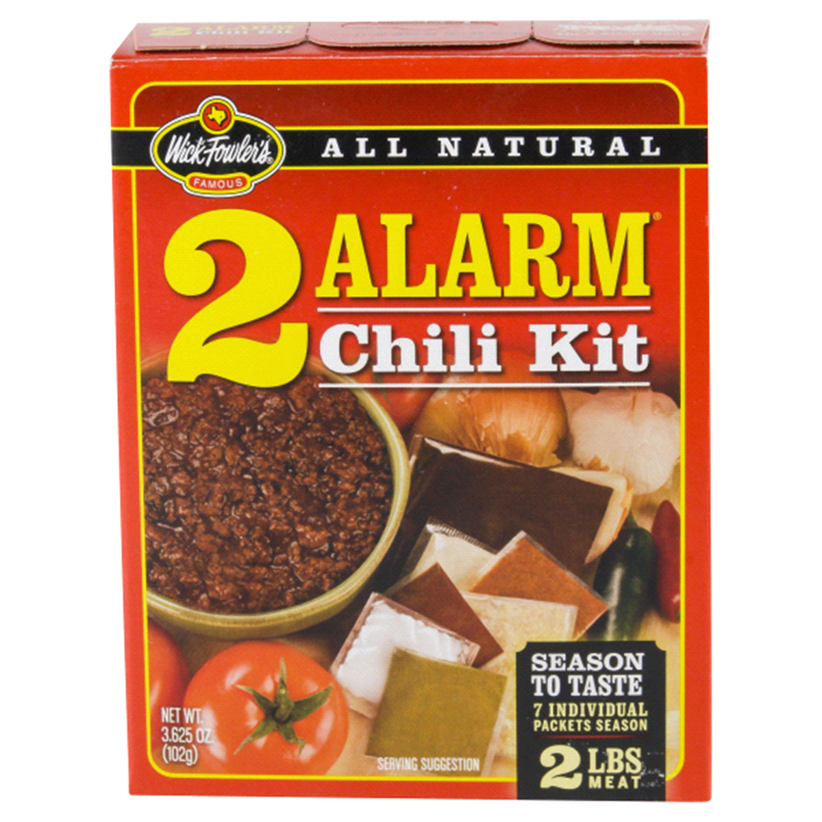 slide 1 of 8, Wick Fowler's Famous Texas Style 2 Alarm Chili Kit 3.3 oz, 3.3 oz