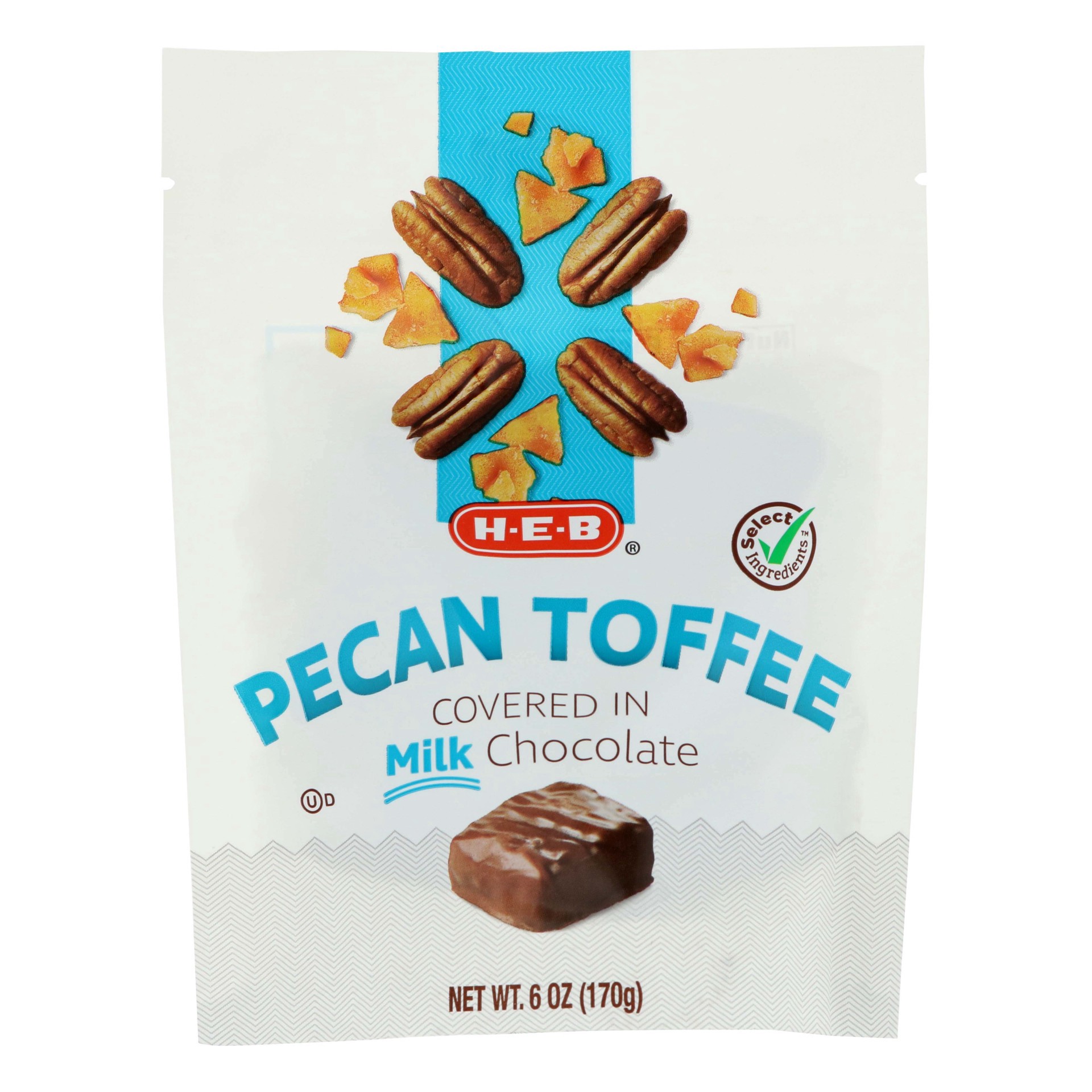 slide 1 of 1, H-E-B Milk Chocolate Pecan Toffee, 6 oz