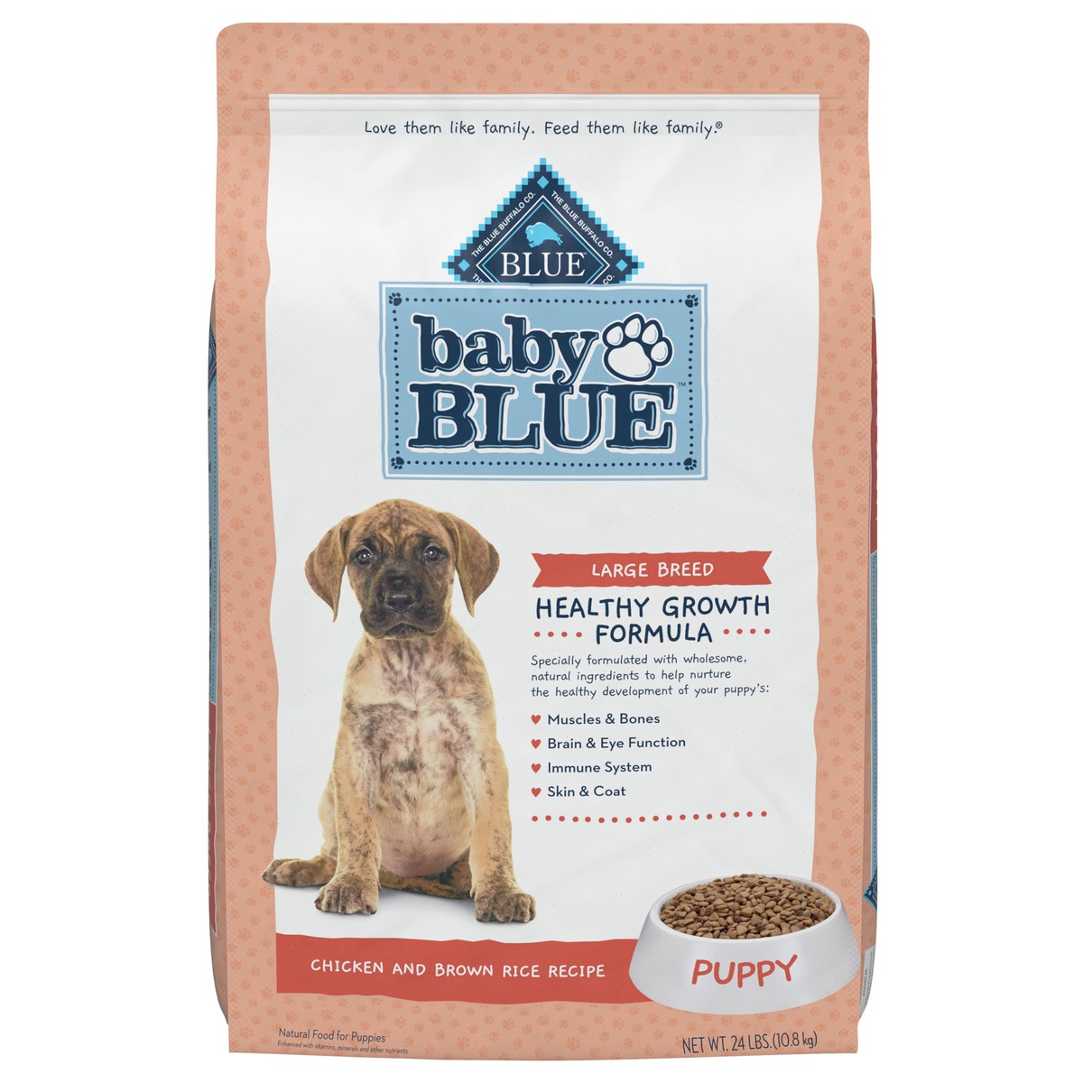 slide 1 of 19, Blue Buffalo Baby BLUE Healthy Growth Formula Natural Large Breed Puppy Dry Dog Food, Chicken and Brown Rice Recipe 24-lb, 24 lb