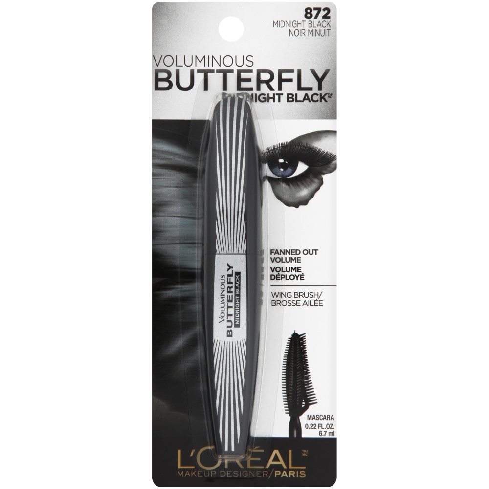 slide 1 of 6, L'Oréal LOreal Mascara Voluminous Butterfly Midnight Midnight Black 872 - 0.22 Fl. Oz., 0.22 fl oz