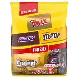 Mars SNICKERS, M&M'S & TWIX Fun Size Chocolate Candy Variety Pack, Share Size, 8.85 Oz Bulk Bag