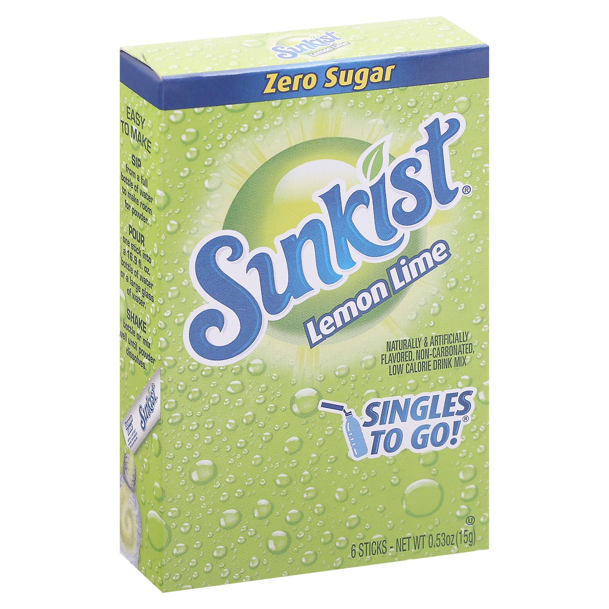 slide 2 of 9, Sunkist Zero Sugar Lemon Lime Drink Mix Singles-Sunkist - 6 ct, 6 ct