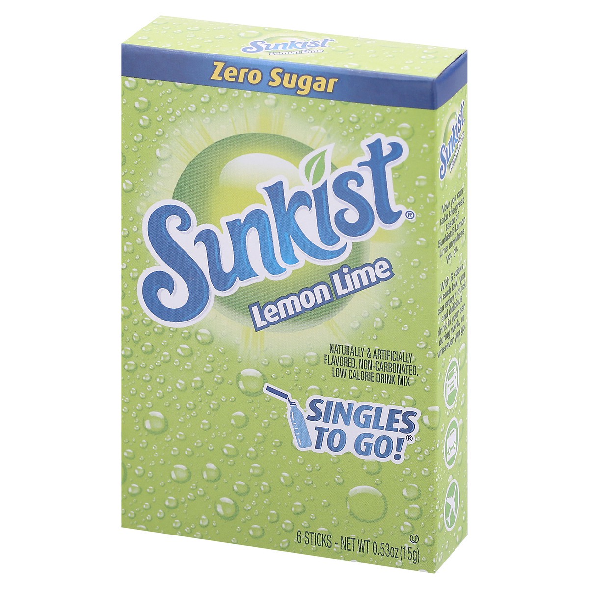 slide 5 of 9, Sunkist Zero Sugar Lemon Lime Drink Mix Singles-Sunkist - 6 ct, 6 ct