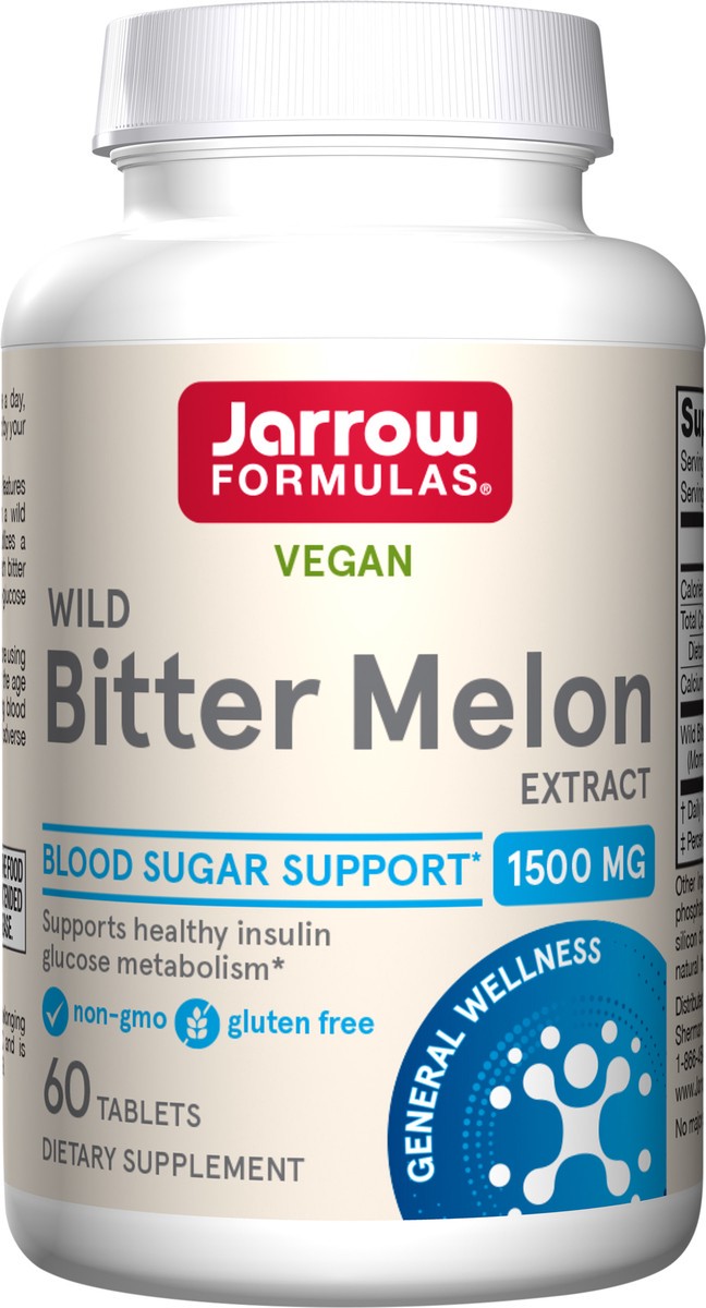 slide 2 of 4, Jarrow Formulas Wild Bitter Melon Extract 1500 mg - 60 Tablets - Patented & Clinically Tested - Dietary Supplement Supports Insulin-Glucose Metabolism - 30 Servings (PACKAGING MAY VARY), 1 ct
