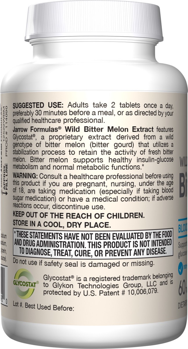 slide 3 of 4, Jarrow Formulas Wild Bitter Melon Extract 1500 mg - 60 Tablets - Patented & Clinically Tested - Dietary Supplement Supports Insulin-Glucose Metabolism - 30 Servings (PACKAGING MAY VARY), 1 ct