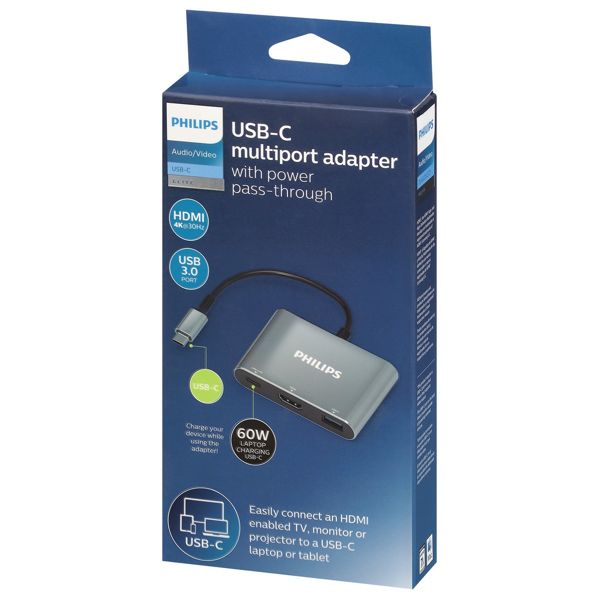 slide 9 of 9, Philips USB-C Multiport Adapter with Power Pass-Through 1 ea, 1 ct