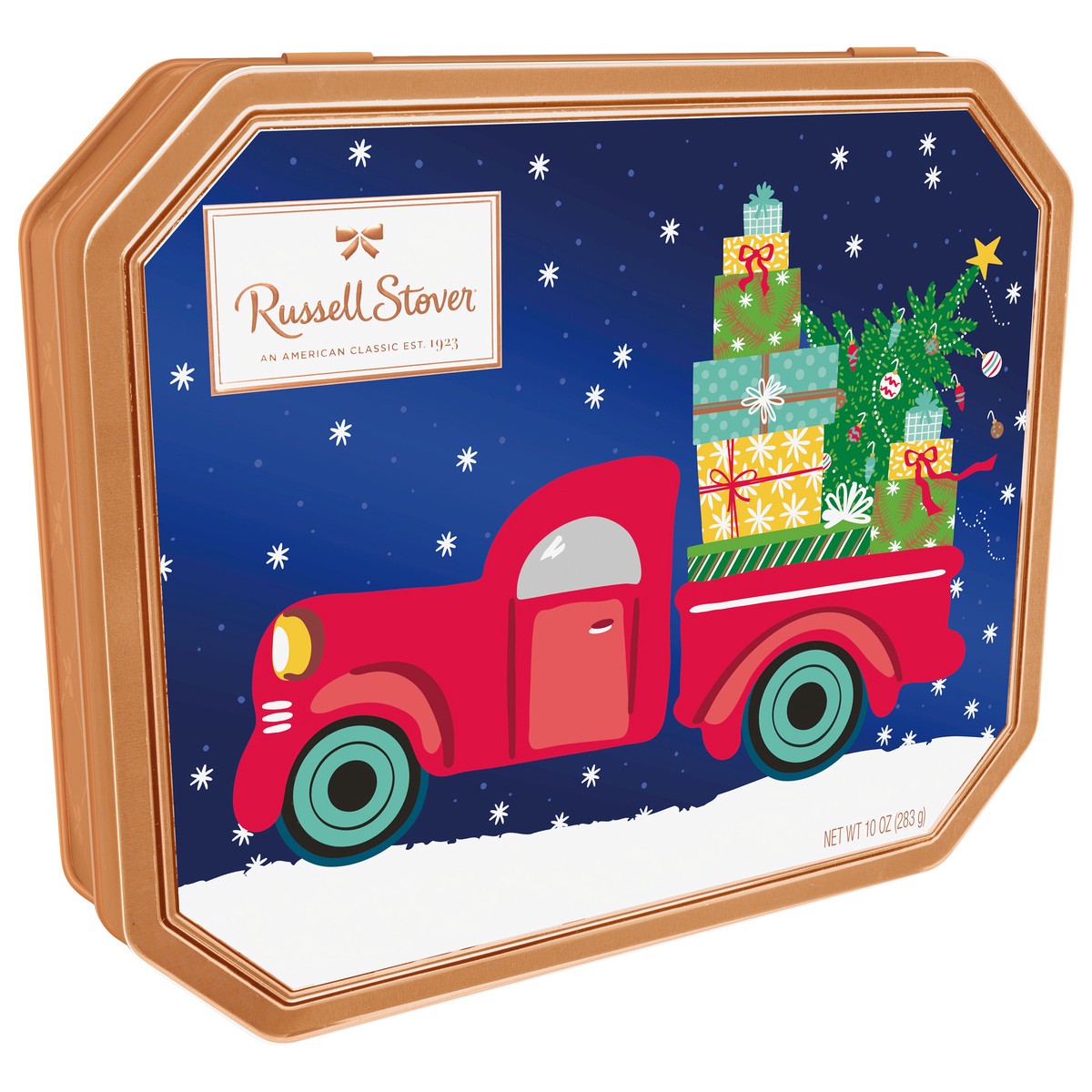 slide 8 of 8, RUSSELL STOVER Christmas Fresh Classic Assorted Milk & Dark Chocolate Gift Tin, 10 oz. (18 pieces), 18 ct