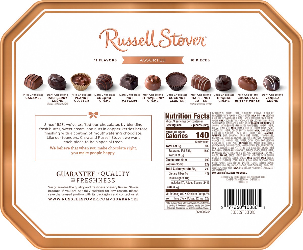 slide 7 of 8, RUSSELL STOVER Christmas Fresh Classic Assorted Milk & Dark Chocolate Gift Tin, 10 oz. (18 pieces), 18 ct