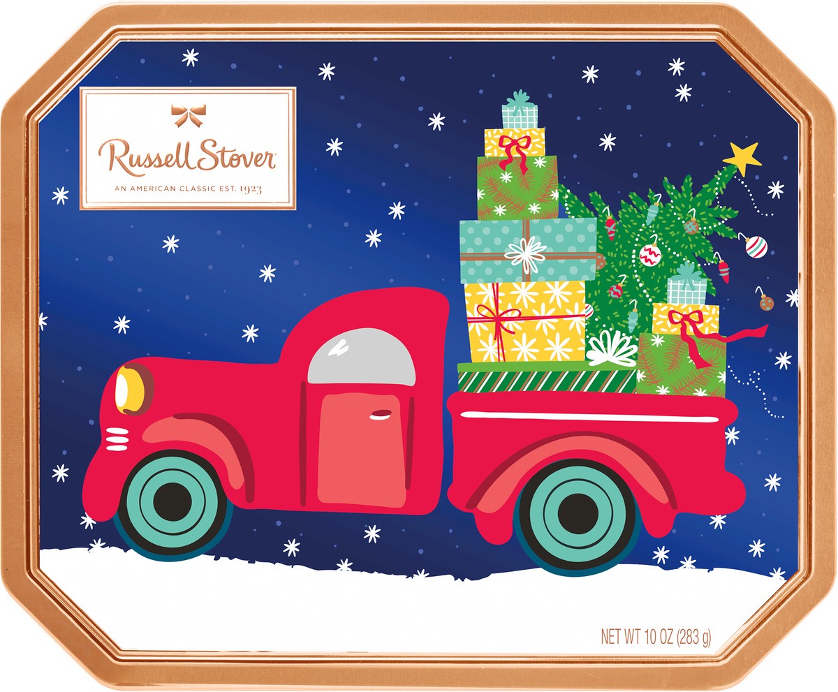 slide 3 of 8, RUSSELL STOVER Christmas Fresh Classic Assorted Milk & Dark Chocolate Gift Tin, 10 oz. (18 pieces), 18 ct