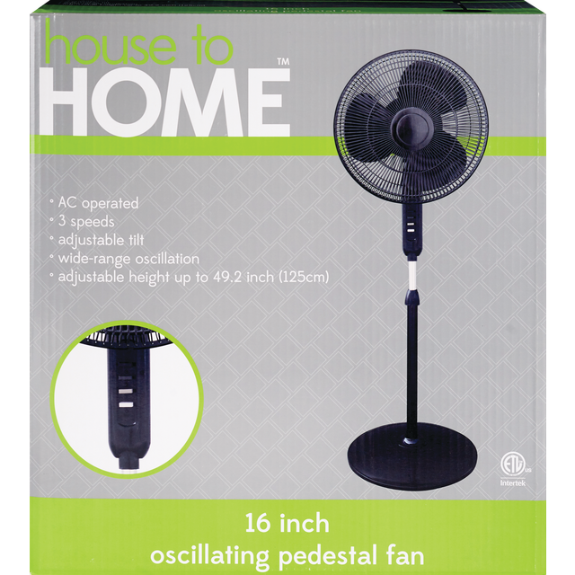 slide 1 of 1, House to Home Standing Fan Black, 16 in