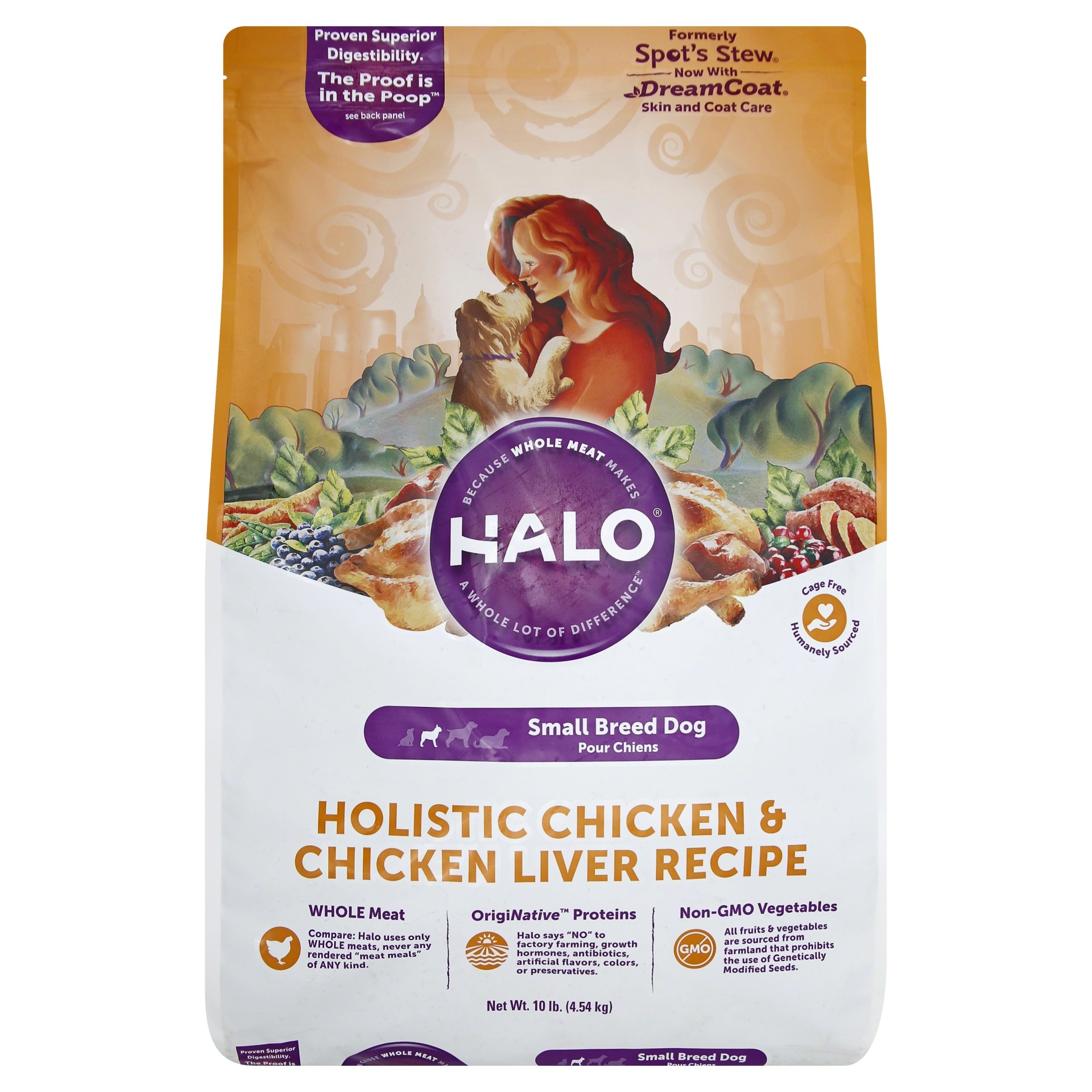 slide 1 of 1, Halo Holistic Chicken and Chicken Liver Recipe Small Breed Dry Dog Food, 10 lb