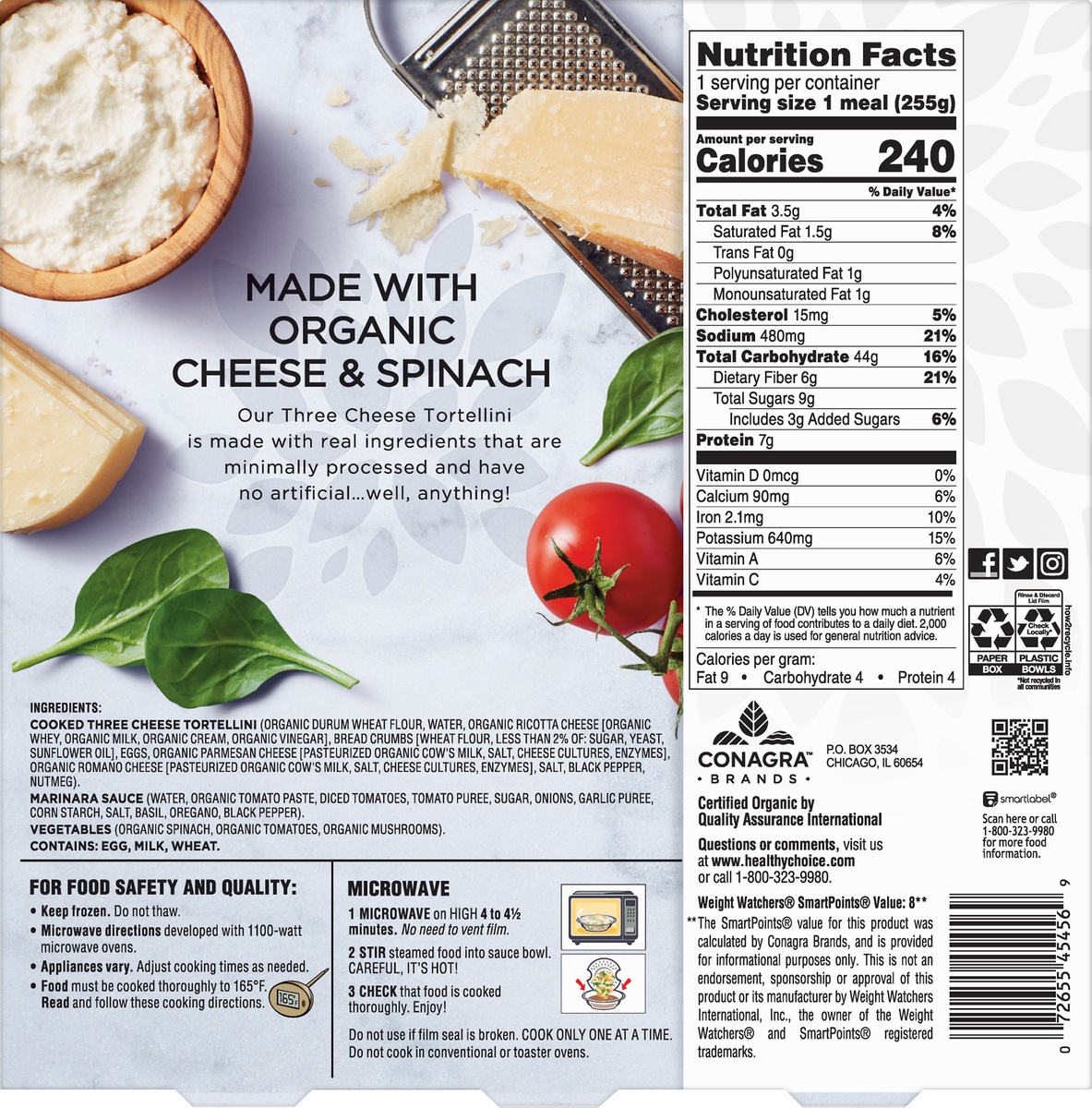 slide 2 of 2, Healthy Choice Simply Organic Cheese Tortellini, 9 oz