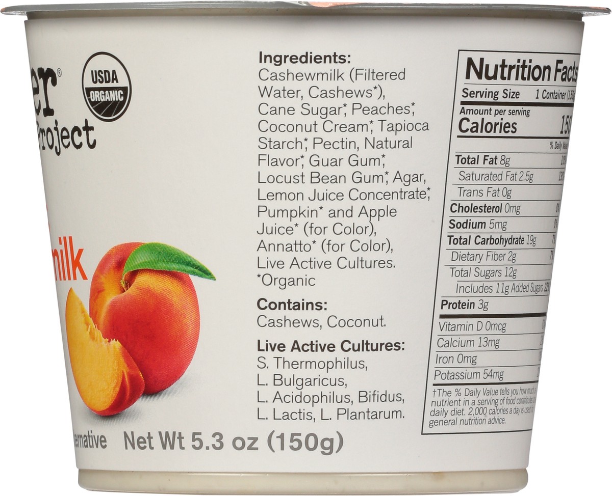 slide 2 of 9, Forager Project Organic Probiotic Peach Cashewmilk Yogurt 5.3 oz, 5.3 oz