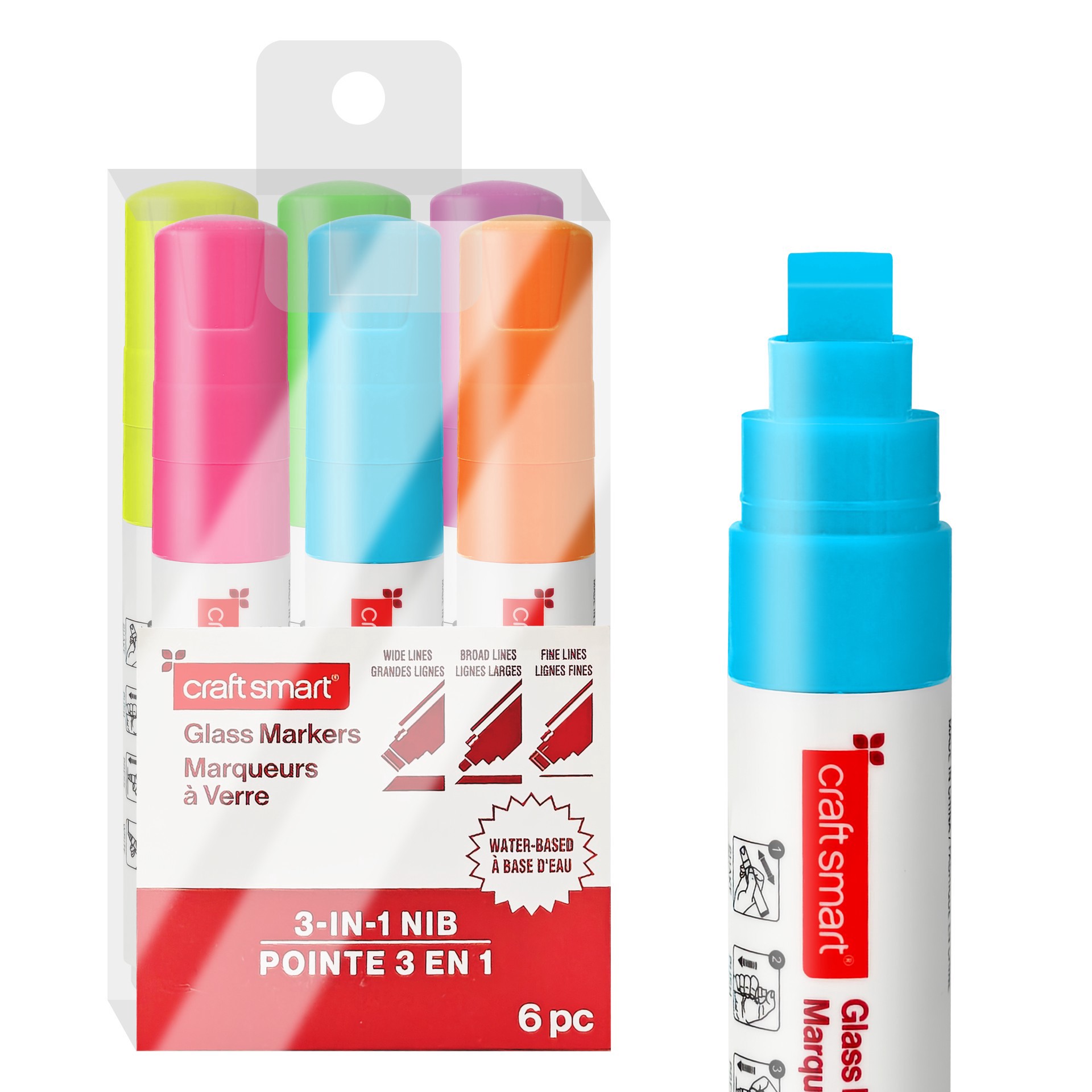 slide 2 of 3, Fluorescent 3-In-1 Nib Glass Markers Set By Craft Smart, 3 in-1 nib
