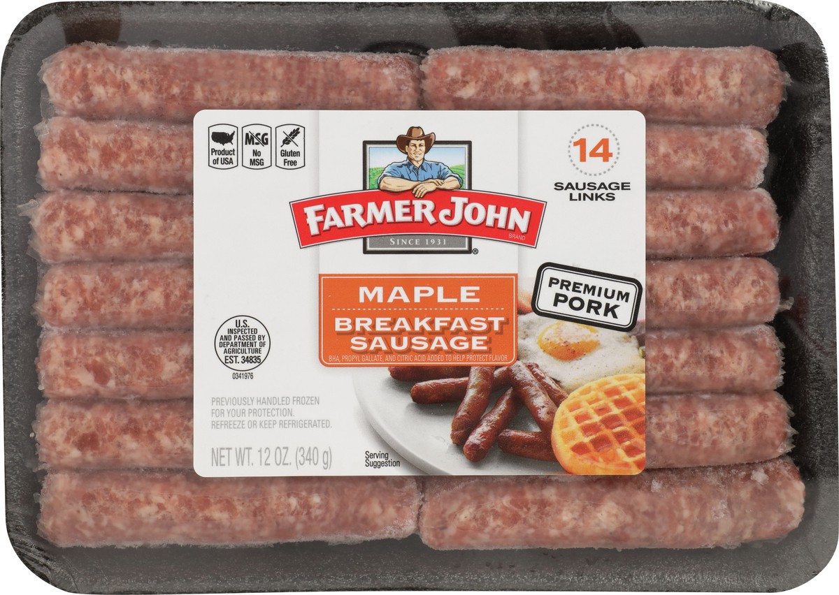 slide 7 of 13, Farmer John Breakfast Maple Sausage Links 14 ea, 14 ct