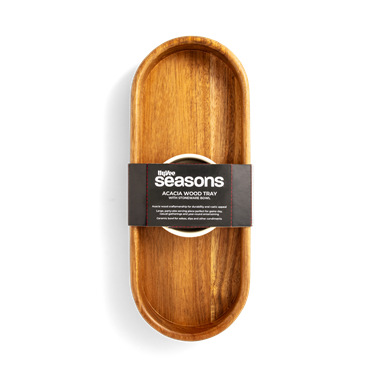 slide 1 of 1, Hy-Vee Seasons Oval Acacia Wood Tray And Dip Bowl, 1 ct