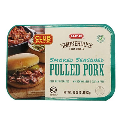 slide 1 of 1, H-E-B Fully Cooked Pulled Pork with No Sauce, 32 oz