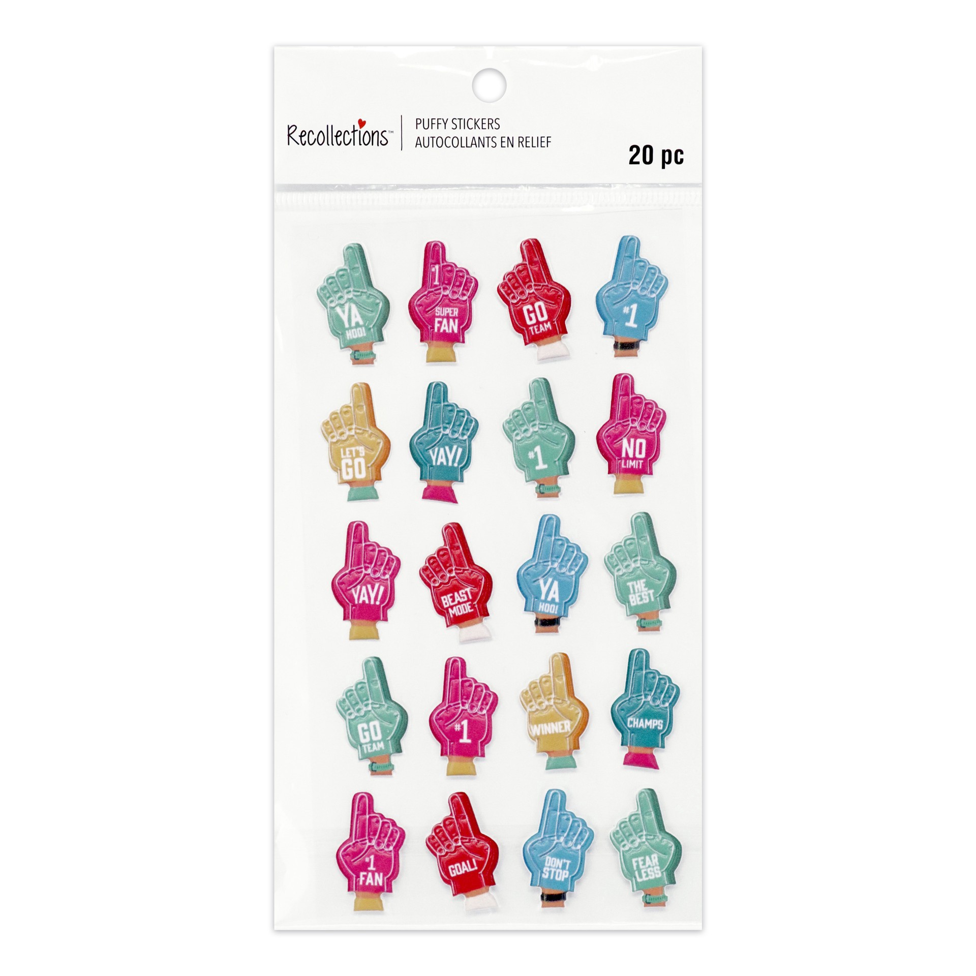 slide 2 of 3, Number 1 Sports Hand Dimensional Stickers By Recollections, 7 in x 4.26 in