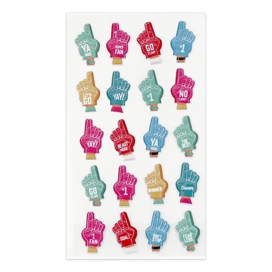 slide 1 of 3, Number 1 Sports Hand Dimensional Stickers By Recollections, 7 in x 4.26 in