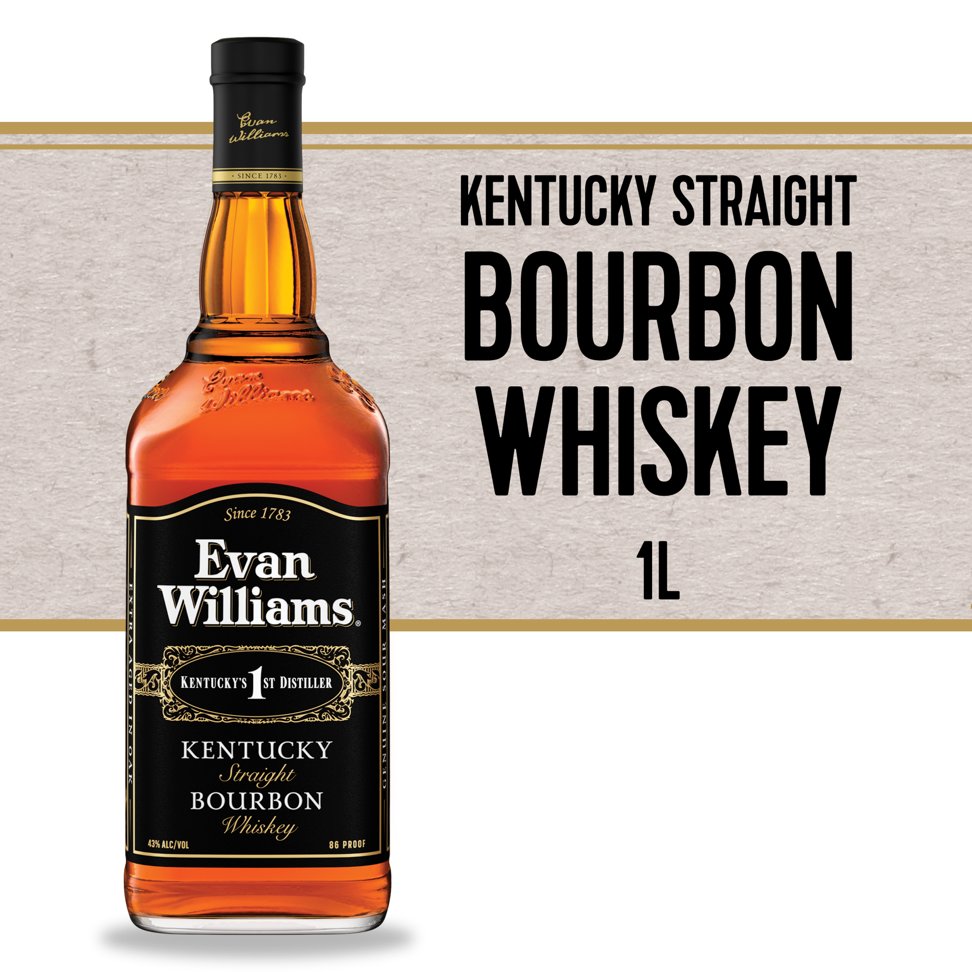 slide 3 of 3, Evan Williams Black, 1 liter