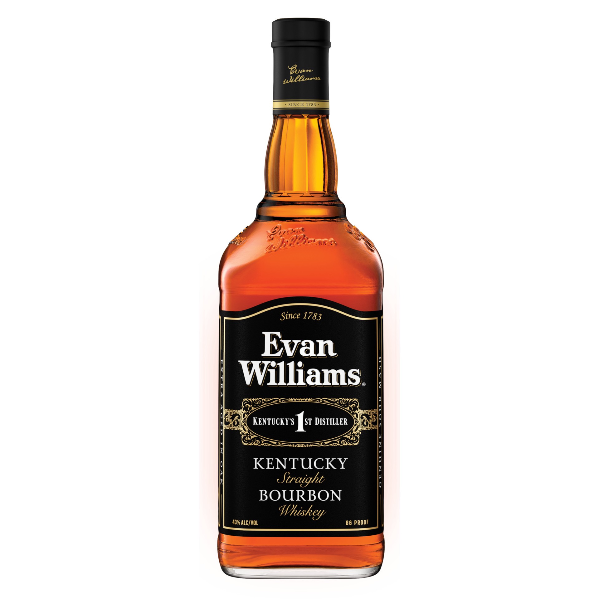 slide 1 of 3, Evan Williams Black, 1 liter