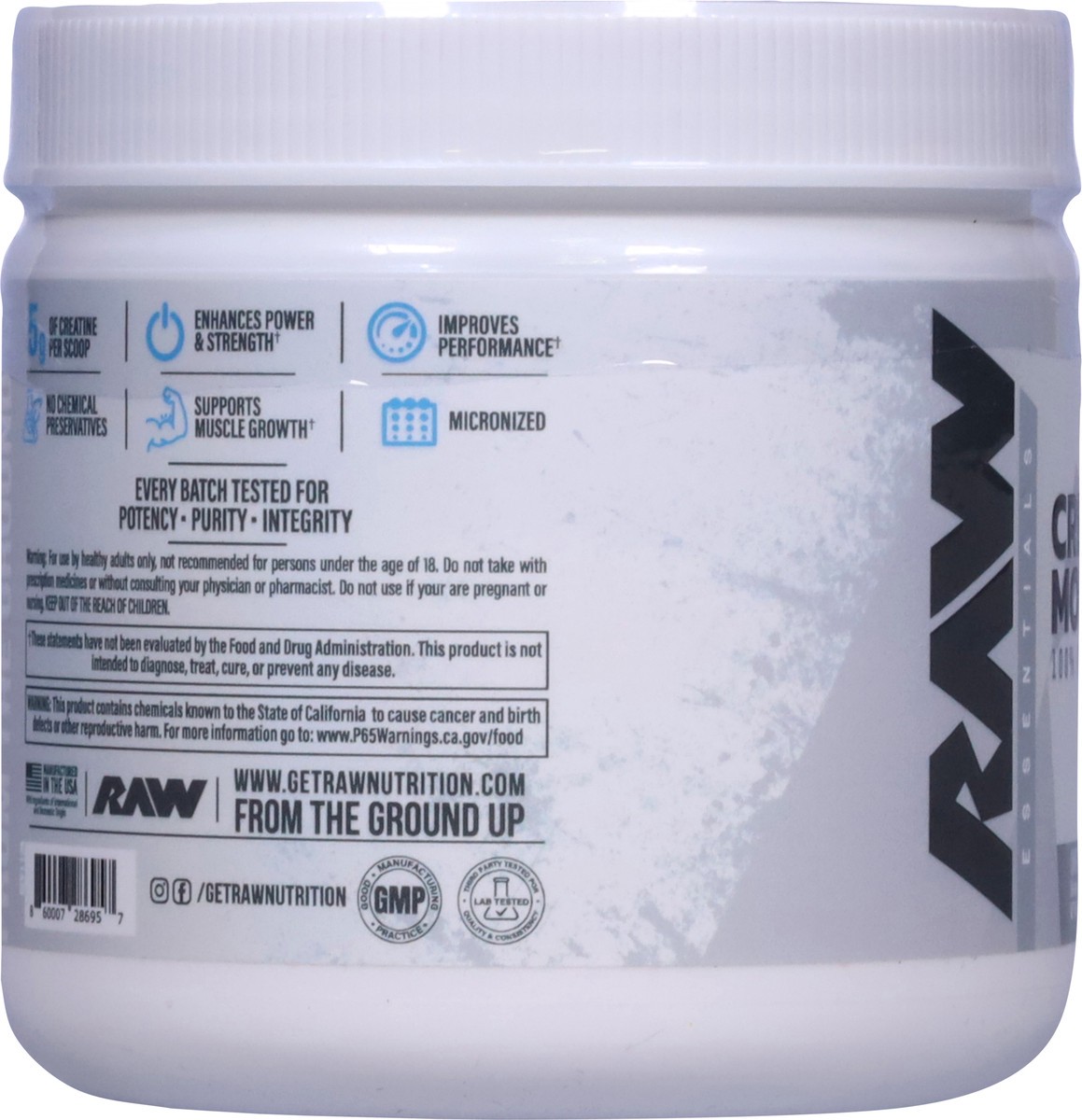 slide 8 of 14, Raw Essentials Unflavored Creatine Monohydrate 5.30 oz, 5.3 oz