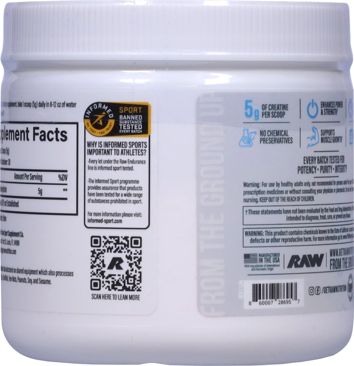 slide 3 of 14, Raw Essentials Unflavored Creatine Monohydrate 5.30 oz, 5.3 oz