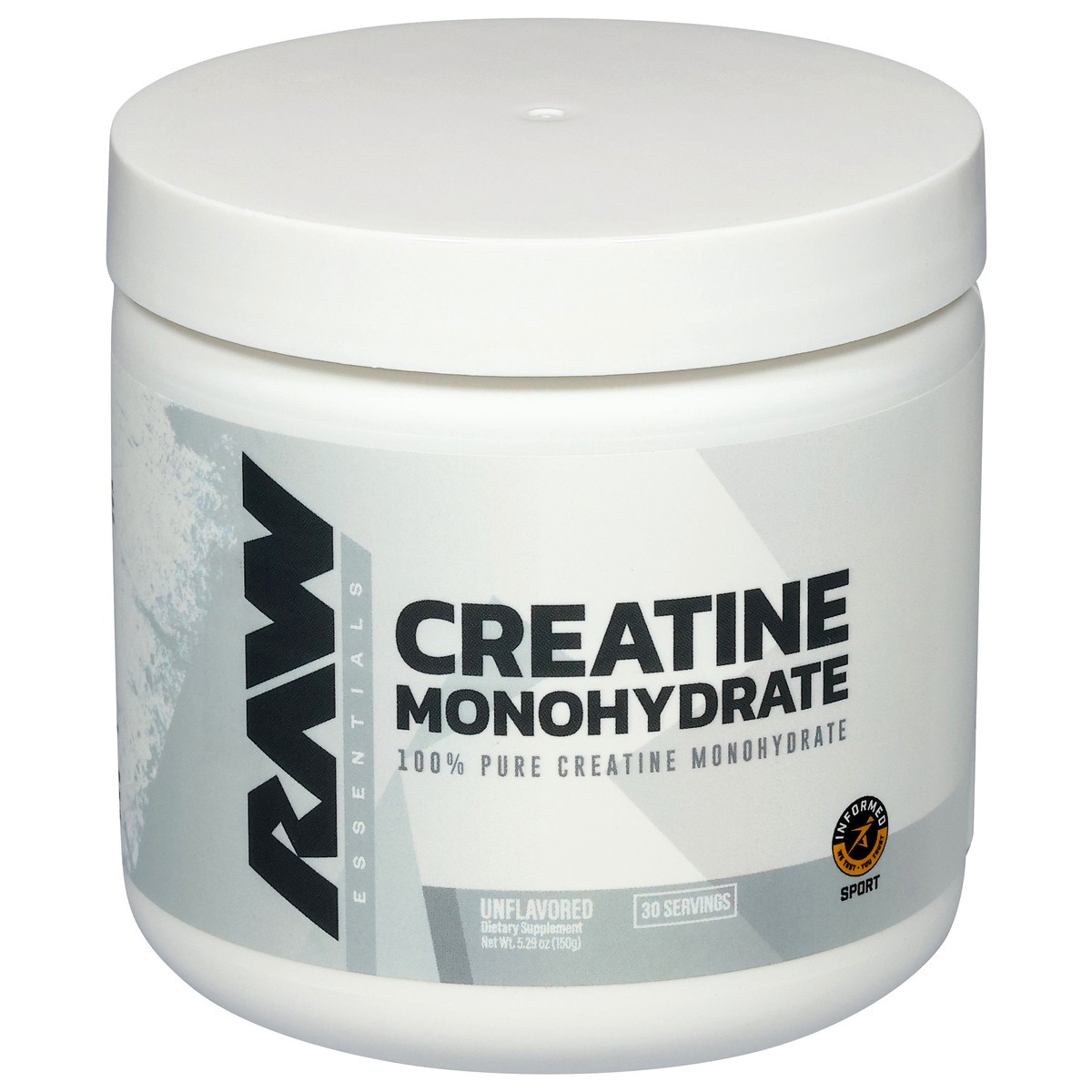 slide 1 of 14, Raw Essentials Unflavored Creatine Monohydrate 5.30 oz, 5.3 oz