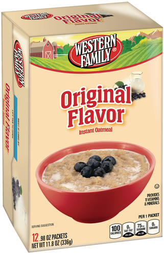 slide 1 of 1, Western Family Cereal Instant Oatmeal, 11.8 oz