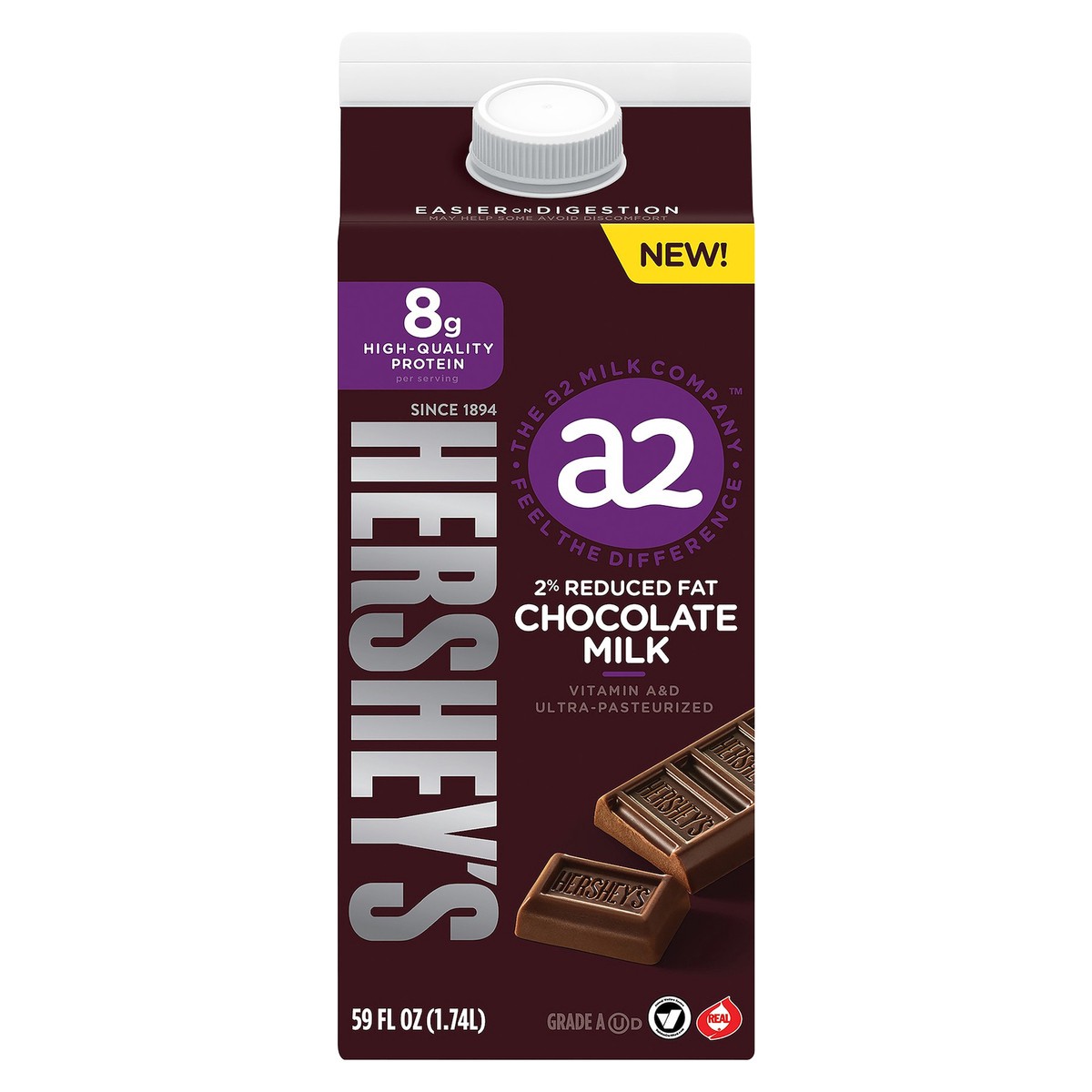 slide 1 of 8, A2 Milk A2 2% Chocolate Milk, 59 fl oz