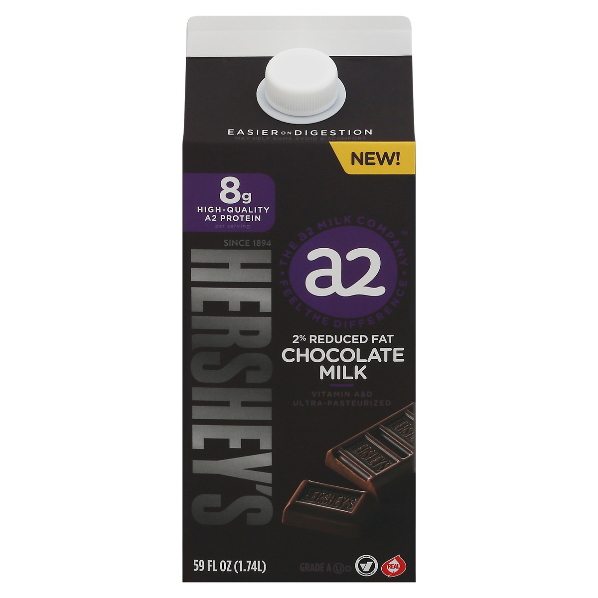 slide 1 of 1, A2 Milk Chocolate 2% Reduced Fat Milk, 59 fl oz