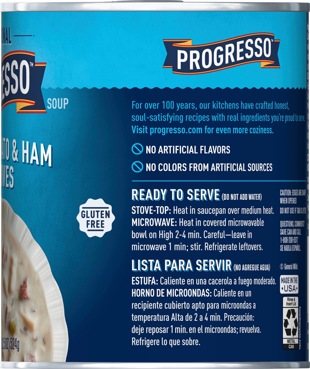 slide 2 of 13, Progresso Traditional Creamy Potato and Ham with Chives Soup, 18.5oz Can, 18.5 oz