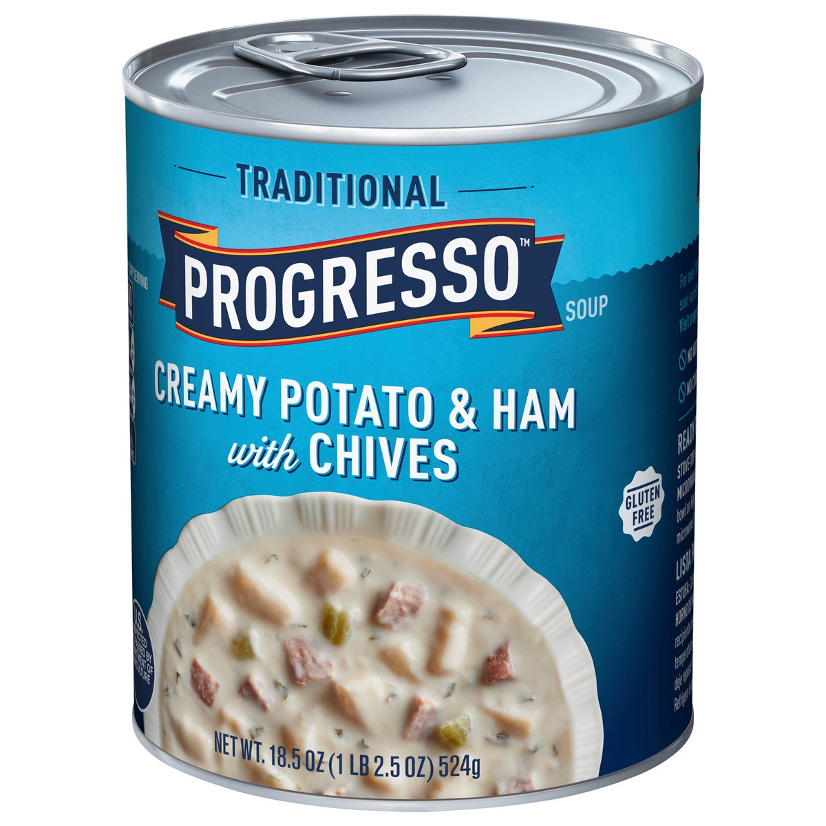 slide 5 of 13, Progresso Traditional Creamy Potato and Ham with Chives Soup, 18.5oz Can, 18.5 oz