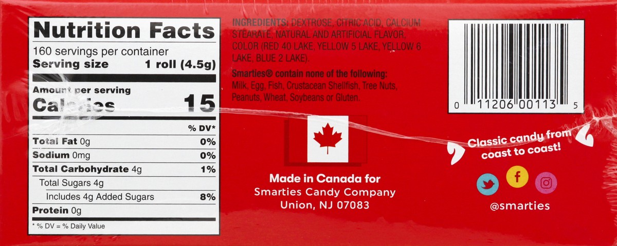 slide 3 of 13, Smarties Minis Gluten Free Original Candy Rolls 160 ea, 160 ct