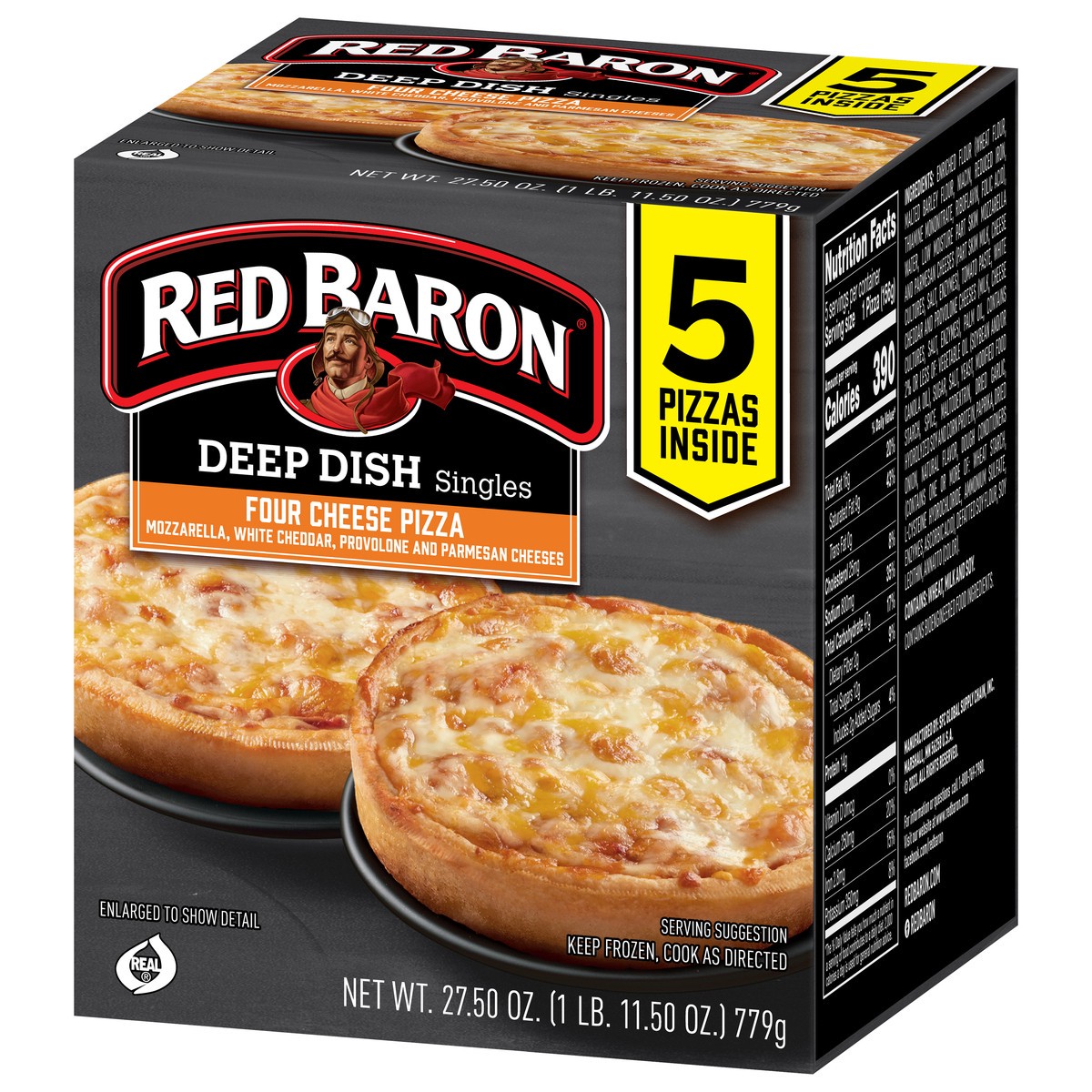 slide 9 of 14, Red Baron Singles Deep Dish Four Cheese Pizza 5 ea, 5 ct