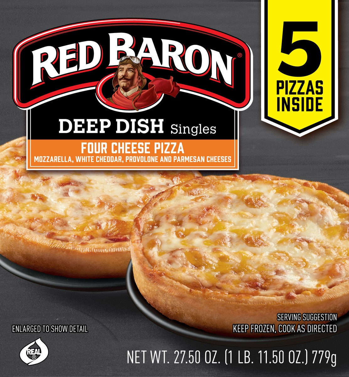 slide 6 of 14, Red Baron Singles Deep Dish Four Cheese Pizza 5 ea, 5 ct