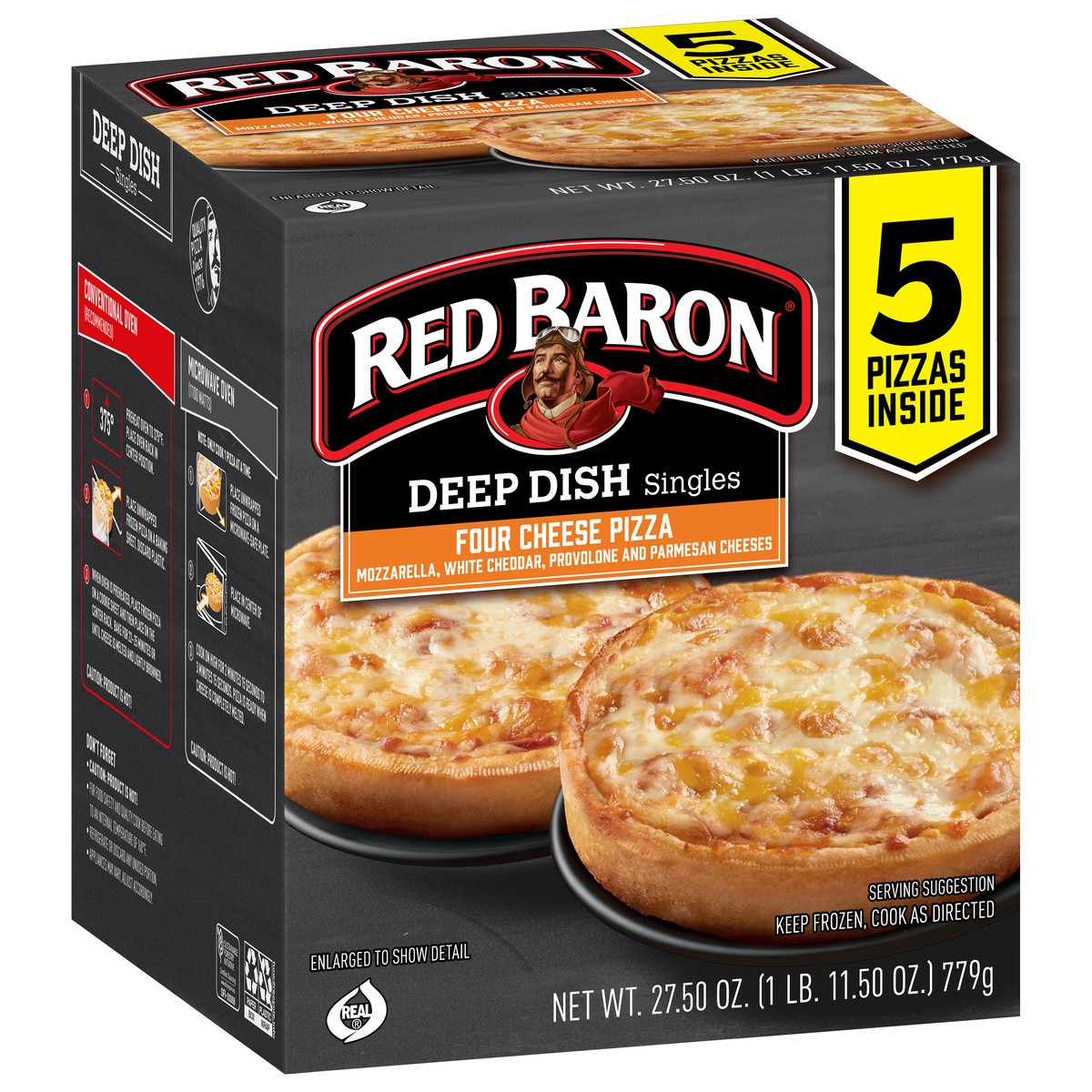 slide 14 of 14, Red Baron Singles Deep Dish Four Cheese Pizza 5 ea, 5 ct