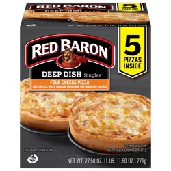 Red Baron Four Cheese Deep Dish Singles Frozen Pizza, 5 ea
